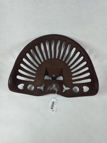 Early Cast Iron Seeder / Reaper No. 36 Implement Seat w/ Heart and Clover Cutouts