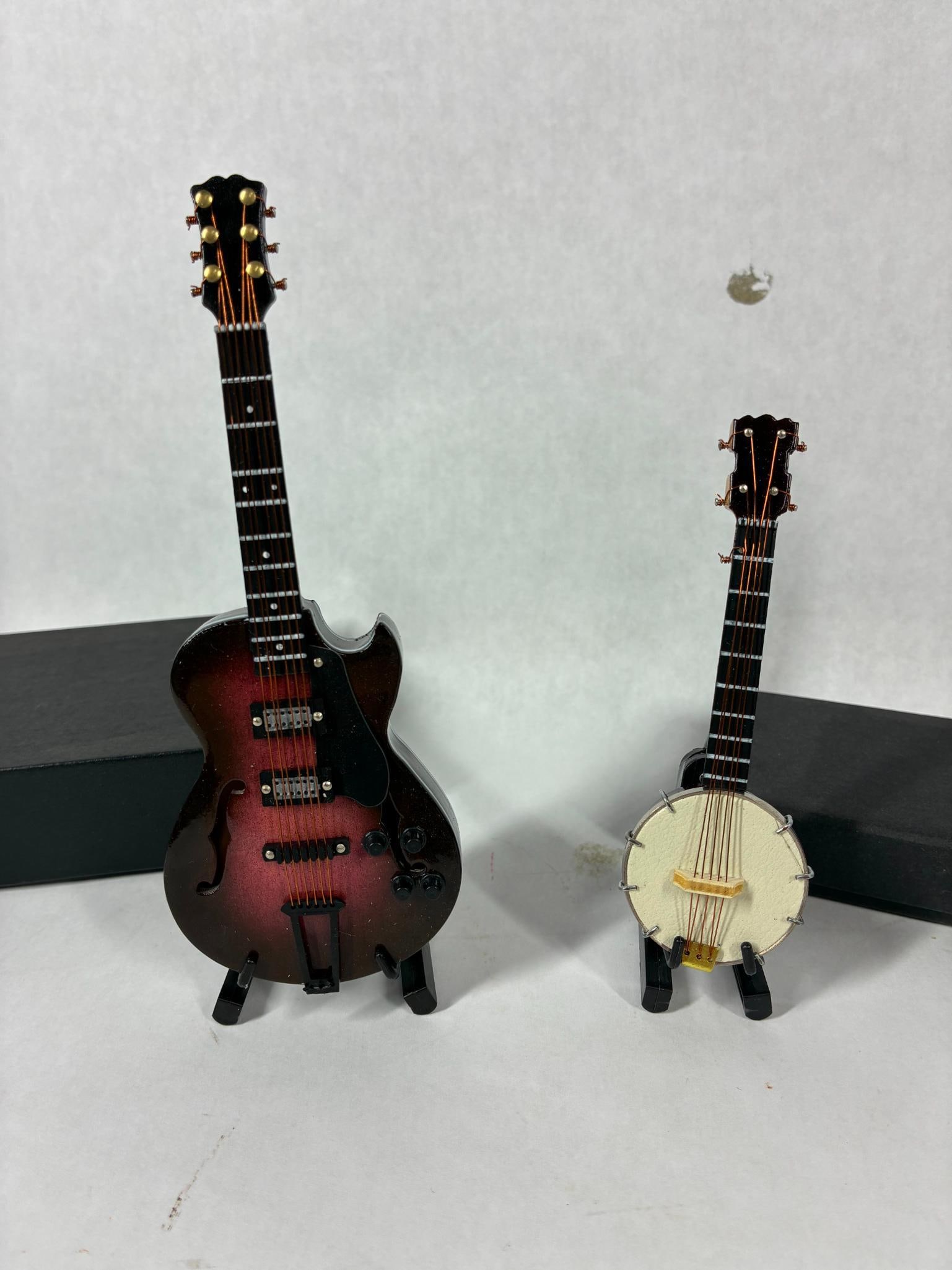 Miniature Banjo and Electric Guitar: 4 and 6.5 inches