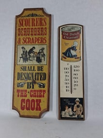 Wooden Scrubbers & Old Dutch Cleaner Thermometer