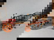 Drive Em Horse and Wagon: Primitive horse ride on toy, with real horse hair tail and wooden horse and wagon. 31 inches long.