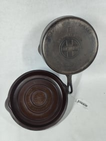 Griswold Large Block Logo Cast Iron No. 8 Chicken Fryer w/ Small Block Logo No. 8 Self Basting Lid