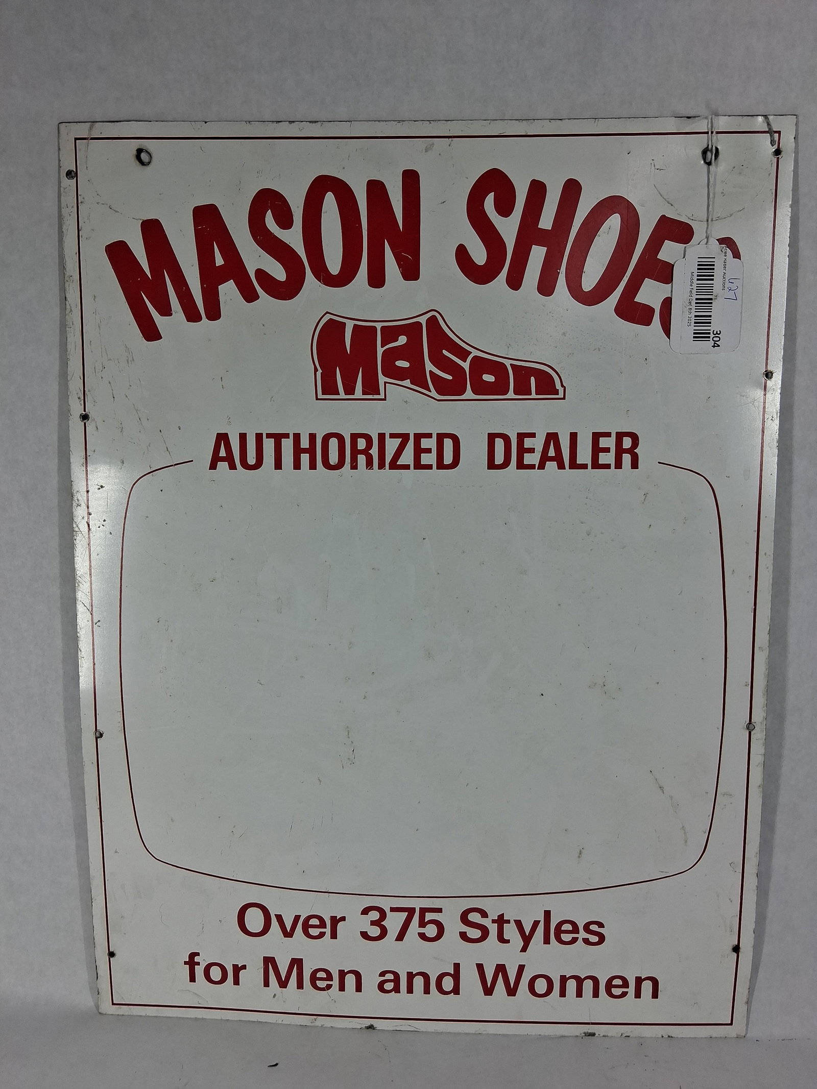 Mason Shoes Dealer Sign: 24x18