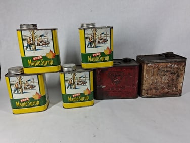 Delaval Oil Cans & One QT Maple Syrup Cans