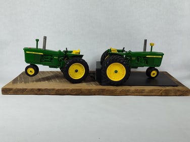 Ertl John Deere NF 4010 on Mount w/ JD NF 4020 Diesel w/ Duals on Pulling Sled
