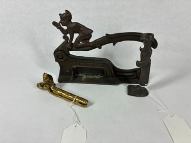 Elf Tobacco Cutter, Brass Nut Cracker, and Bottle Opener