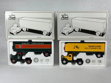 First Gear 1960 Model B-61 Precision Mack Tractor & Trailer Inc. Great Northern/Maryland 2 Cyl. Club