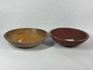 Great Red Painted & Natural Finish Wood Dough Bowls