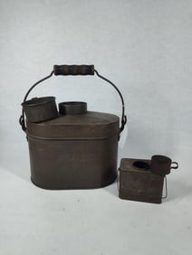 Atlantic Embossed No. 5 and Miniature Miners Lunch Pails with Handles