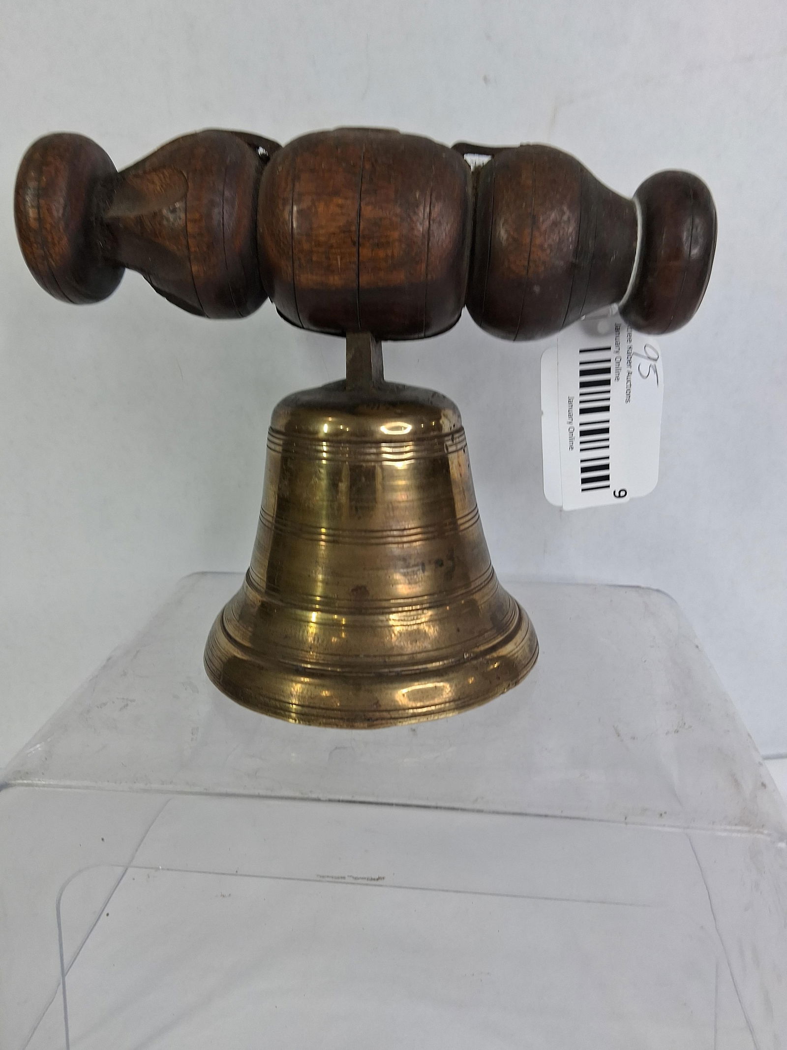 Rare Brass and Wood Turned Handled Church Bell (1 of 7)