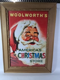Woolworths Framed Santa Clause Lithograph