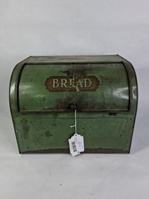 Mid Century Green Tin Slide Top Counter Bread Box