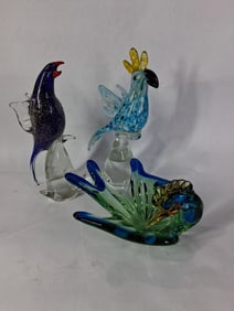 Murano Style Art Glass Birds