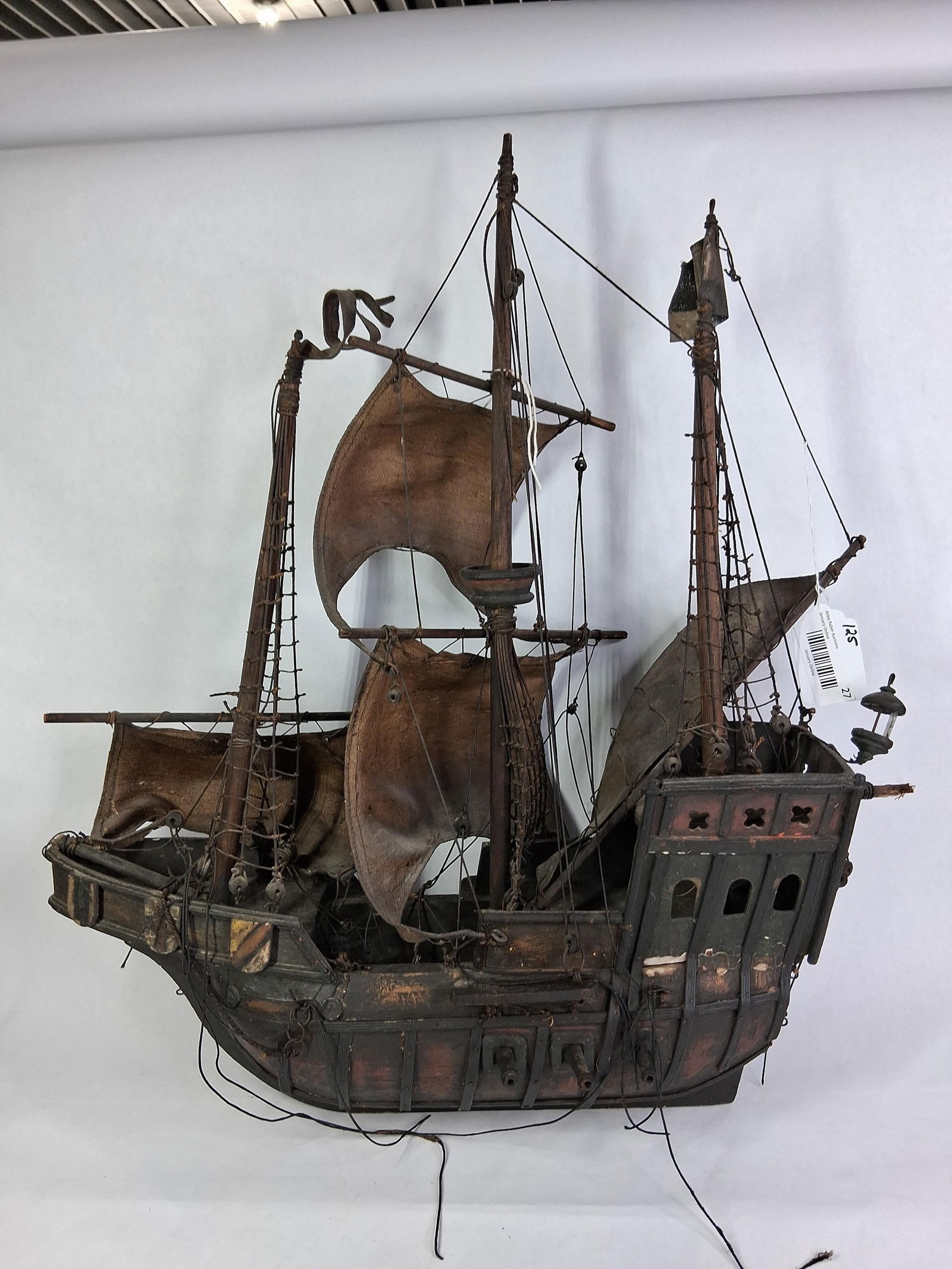 Very Early Wooden Pirate Ship Table Model Marked 1492 (1 of 14)