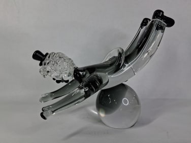V. Nason & Co. Murano Italy Clear and Smoked Glass Acrobat Clown Figural Sculpture Art