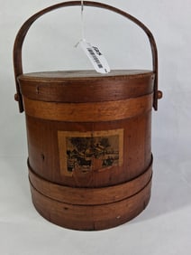 19th C. Dutch Wooden Handled and Lidded Firkin/Sugar Bucket