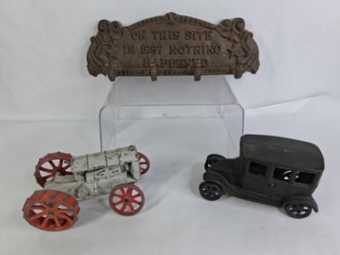 Fordson Tractor, Cast Iron Ford Model T Model & Cast Iron Novelty Wall Hanging Coat Rack