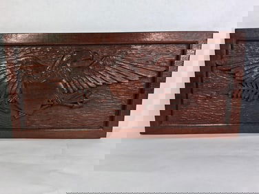 Victorian Era Black Forest Style Hand Carved Eagle and Shield w/ Olive Branch & Arrows in Talons