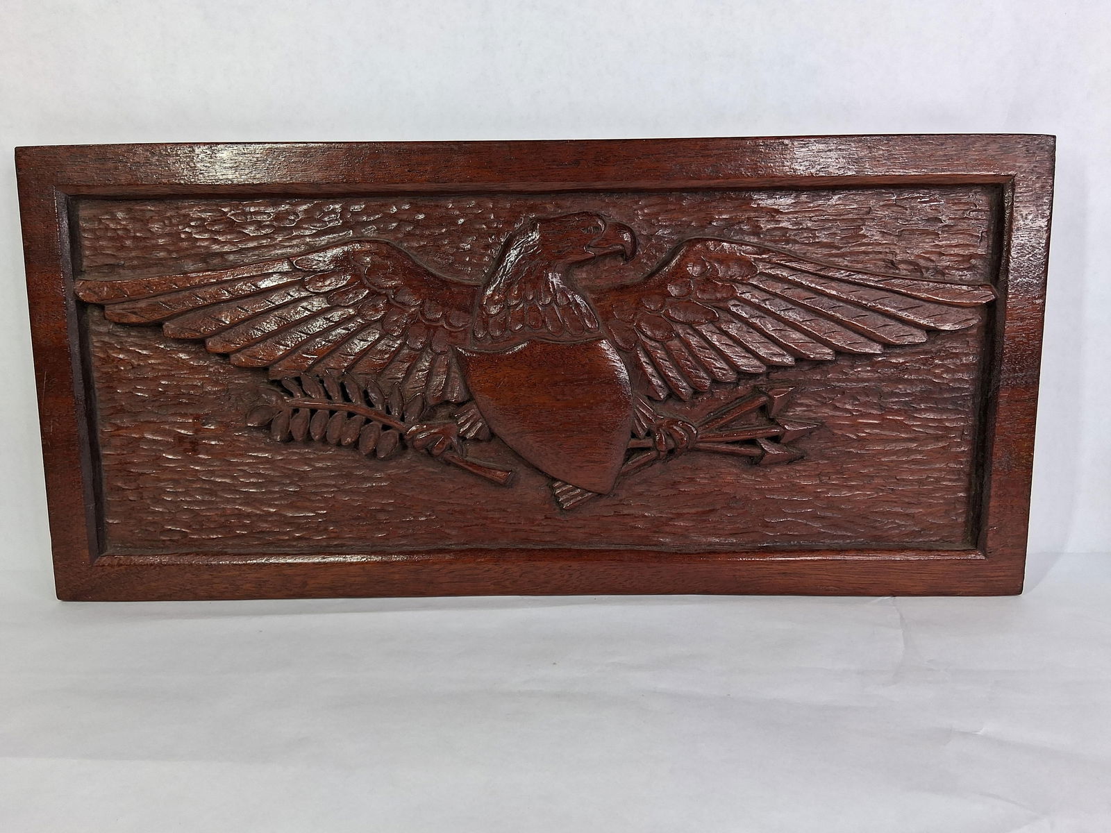 Victorian Era Black Forest Style Hand Carved Eagle and Shield w/ Olive Branch & Arrows in Talons (1 of 4)