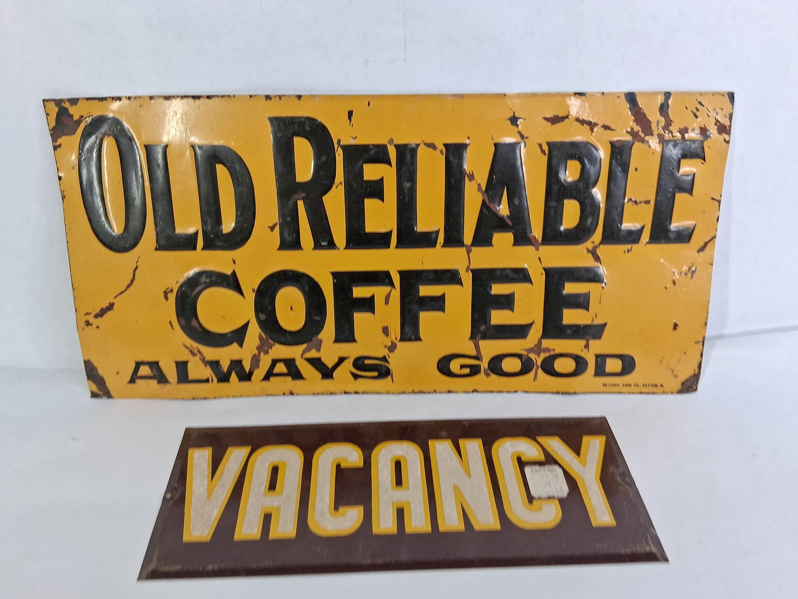 SST National Sign Co. Old Reliable Coffee Sign & SST Vacancy Sign (1 of 5)