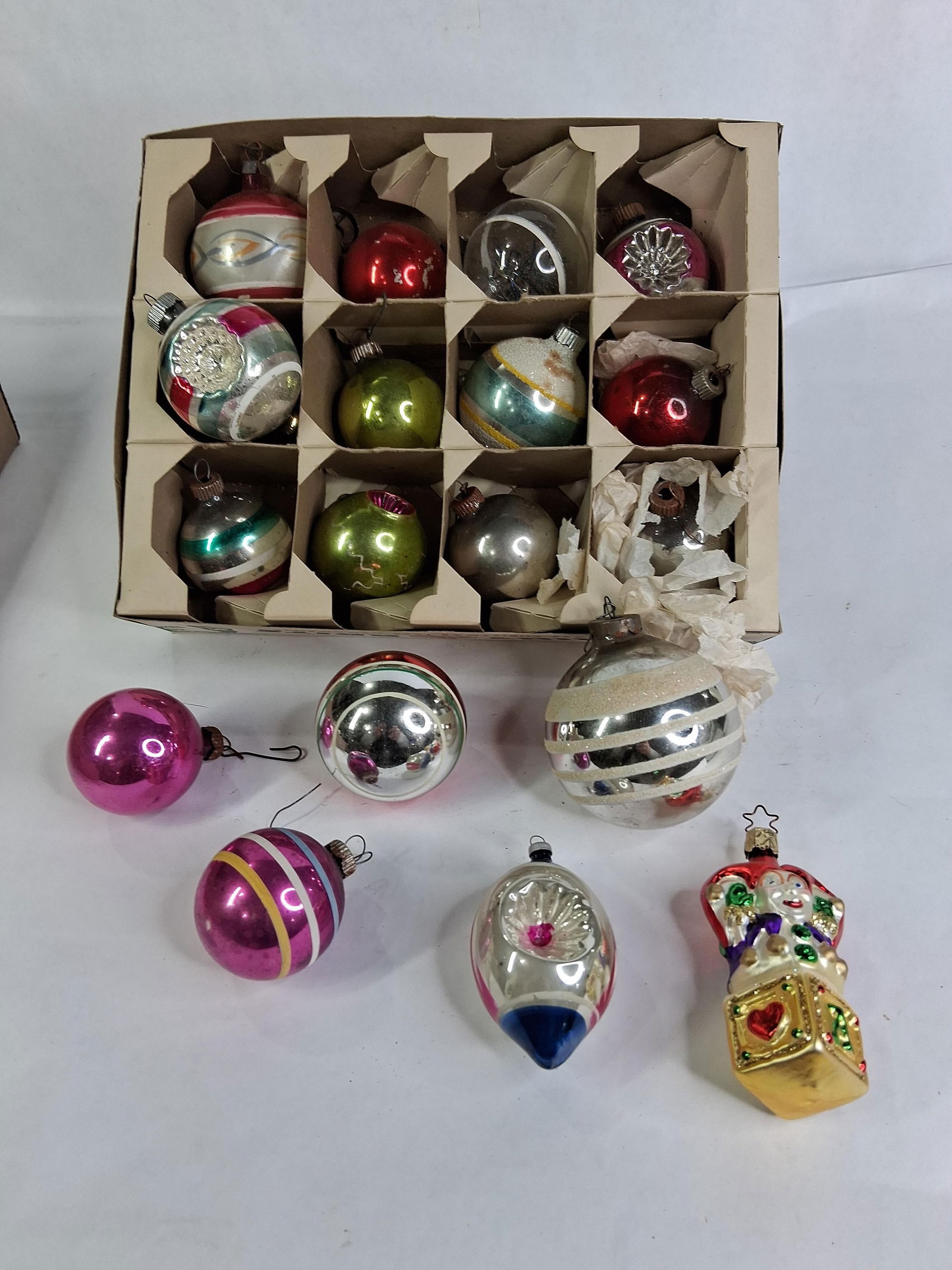 Lot of Various Early Shiny Brite Mercury Glass Bulb Ornaments: Good overall condition 15+