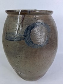 Cobalt Blue Decorated Stoneware Crock