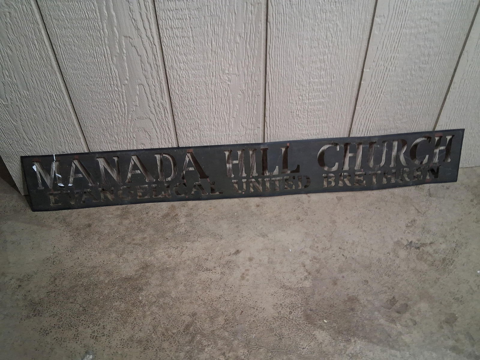 Manada Hill Church Die Cut Metal Sign: 41x5.5