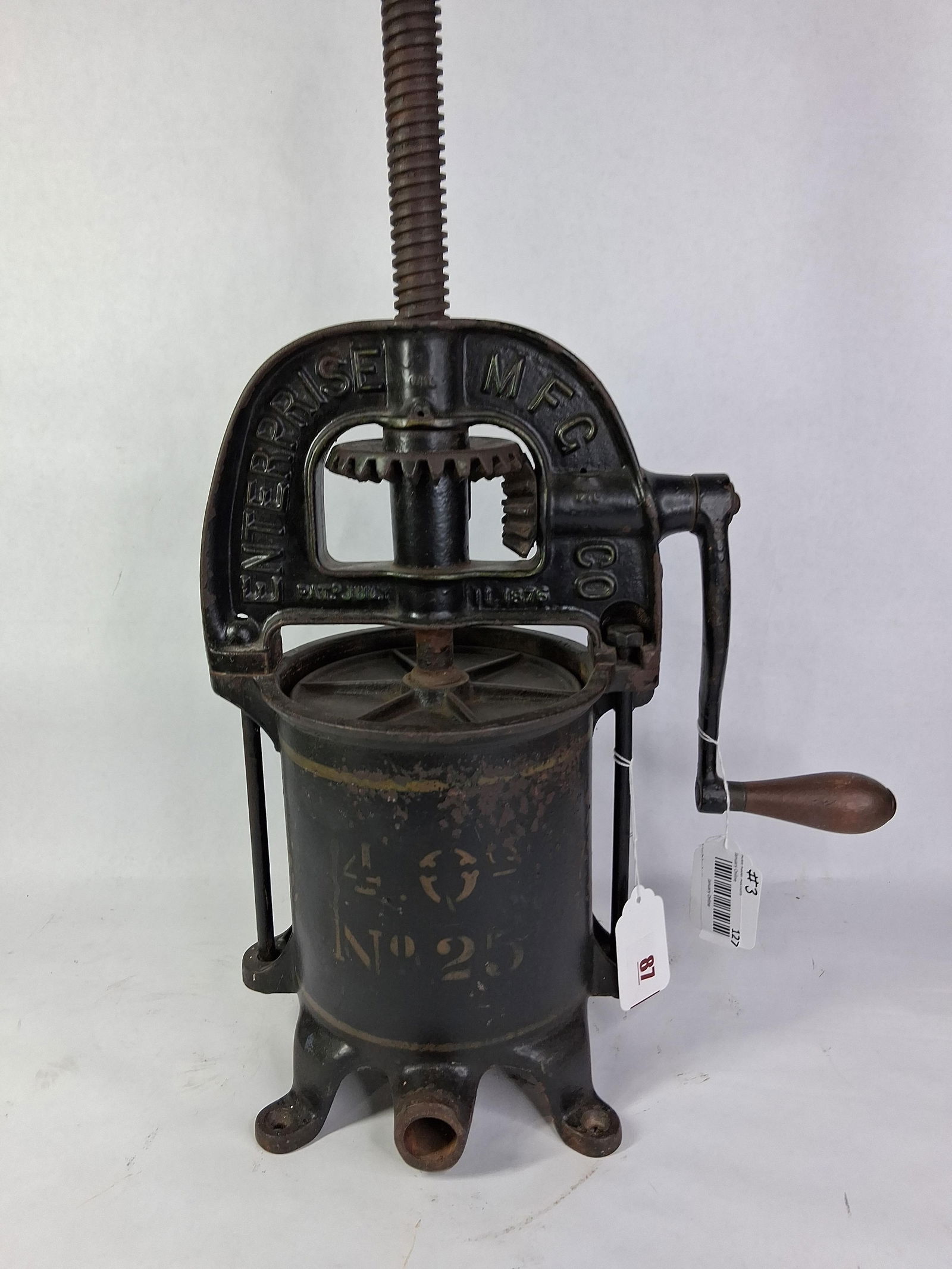 Enterprise No 25 Cast Iron Stuffer: Clean condition. 23 inches tall 