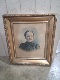 1900s Portrait of a Woman In Gold Tone Frame