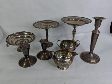 Hamilton Sterling Silver Candle Holders, Creamer, Sugar, Compotes and More