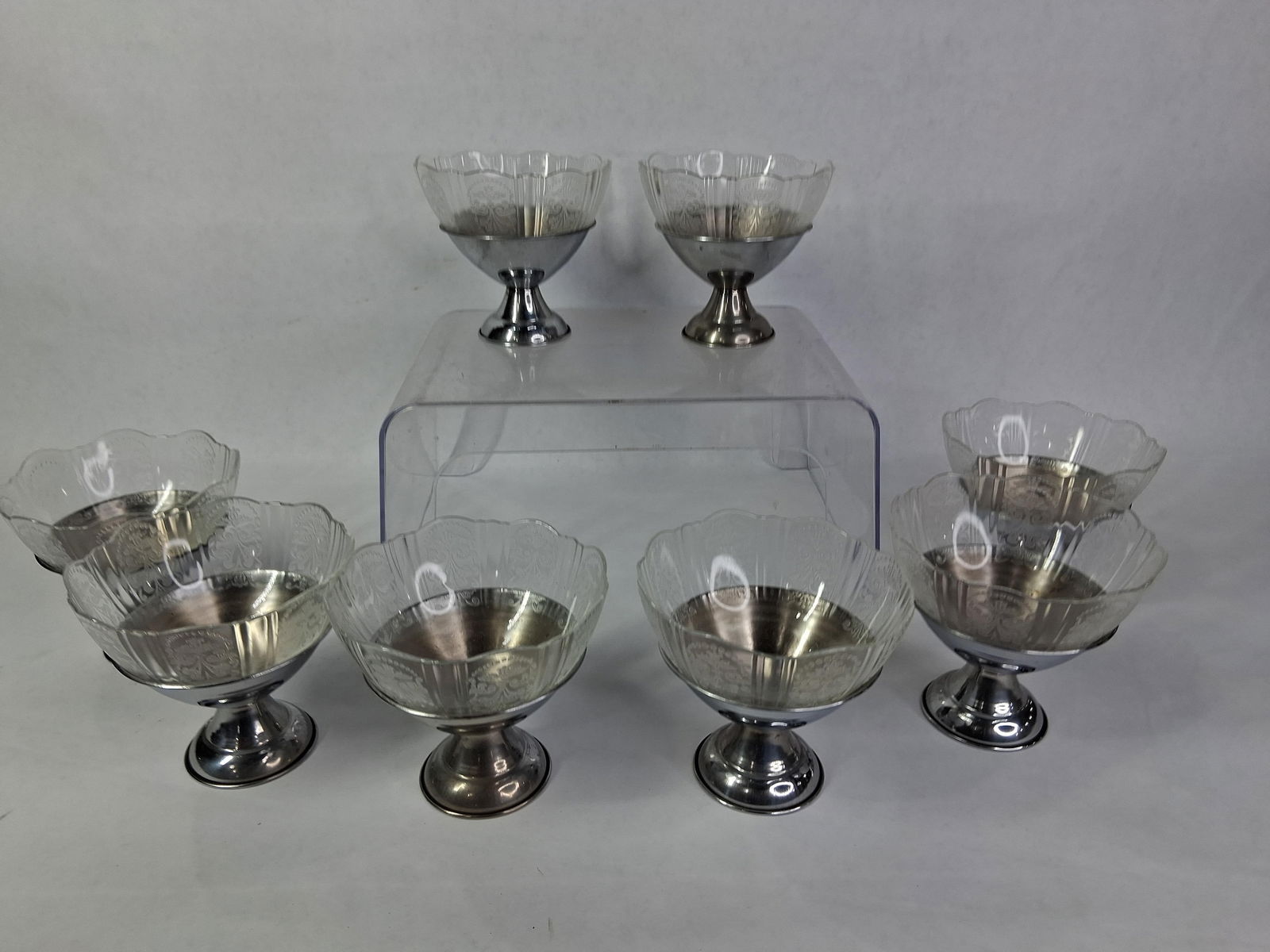 Depression Glass 2 Piece Sherbet Bowls (1 of 6)
