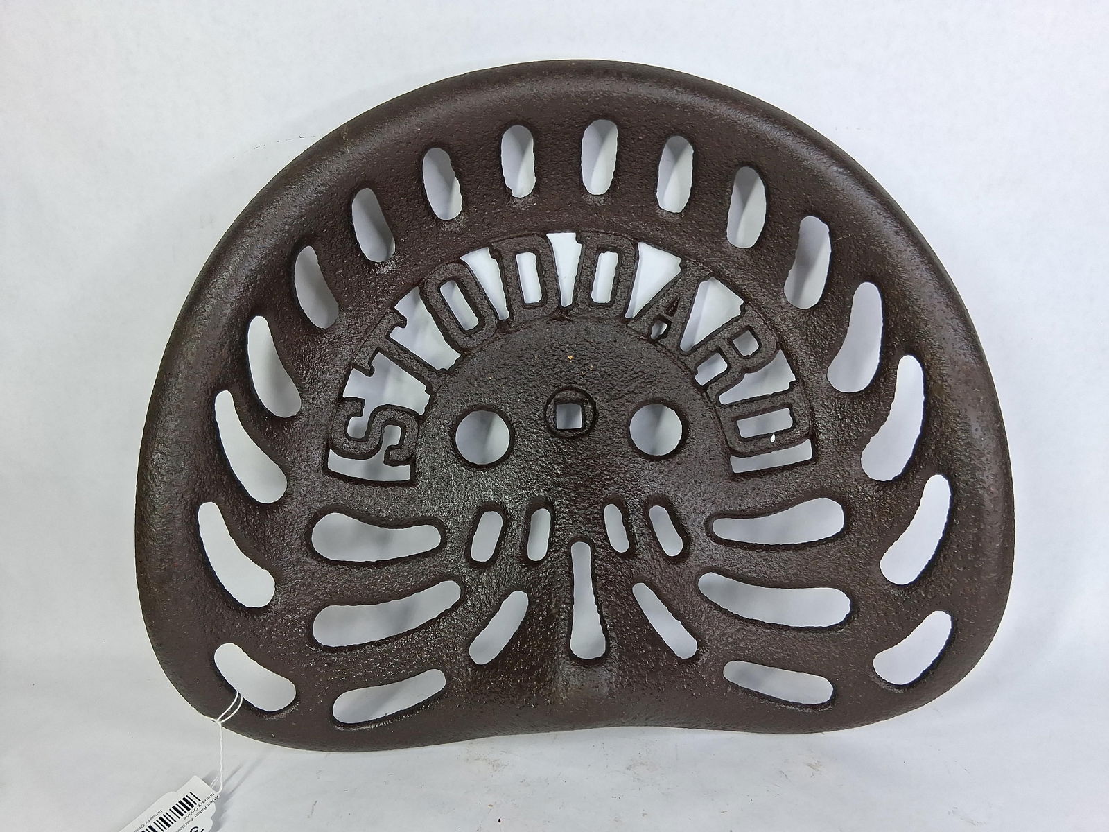 Stoddard Cast Iron Implement Seat: 17.5x15. Shows some pitting but is in solid condition