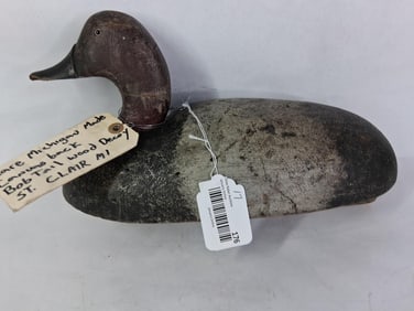 Rare Michigan Made Canvas Back Bobtail Duck Decoy