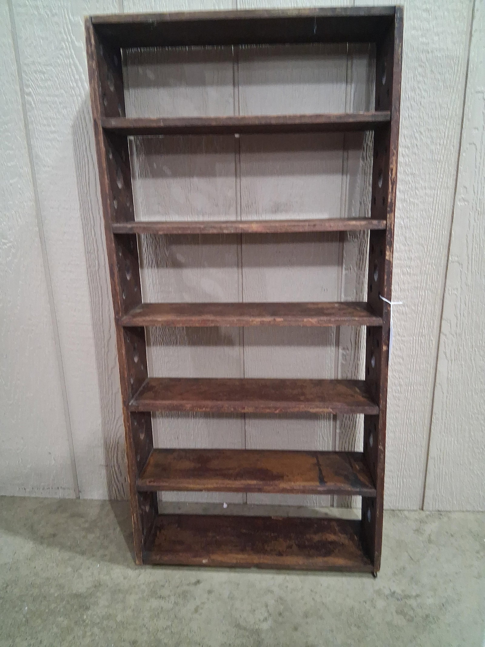 Awesome Primitive 6 Tier Shelf: Unique design with holes on both sides. A great grain painted texture. 19x39x6