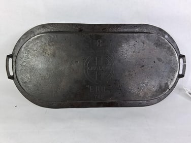 RARE Griswold Slant Logo 1920's Cast Iron No. 8 Handled Oval Fryer