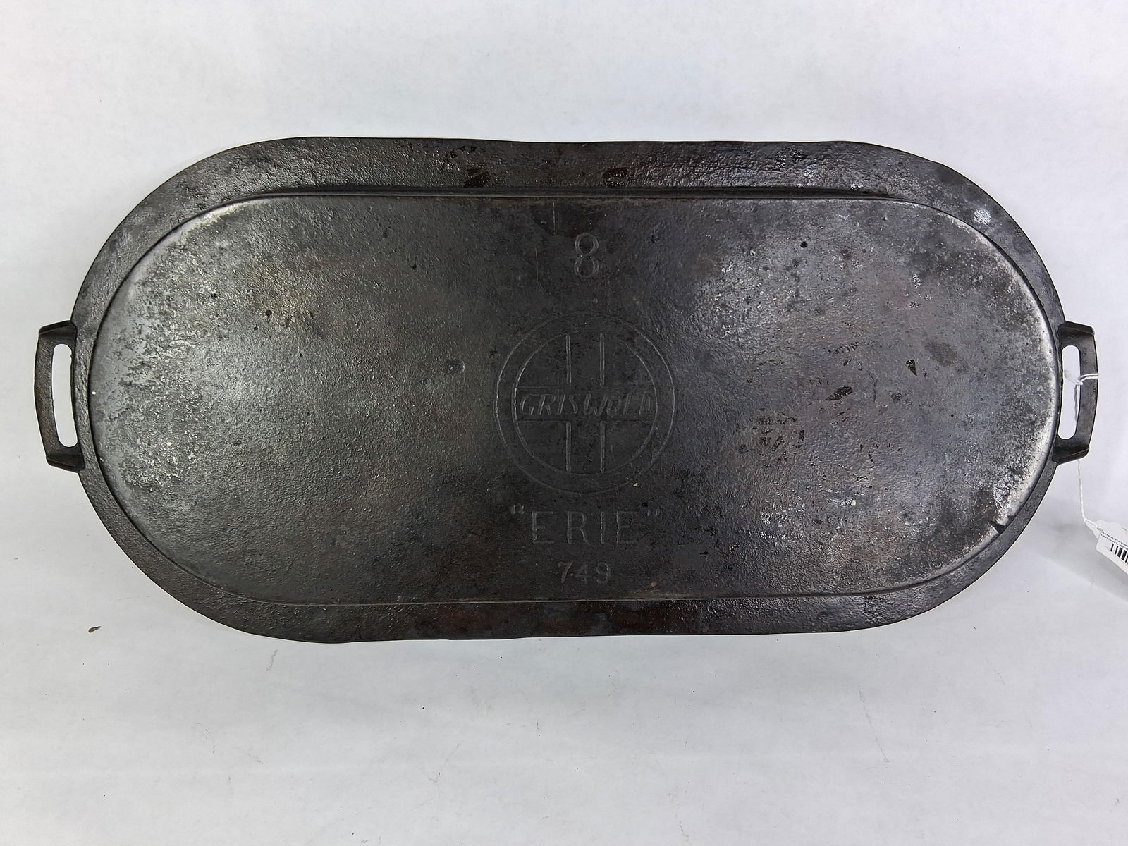 RARE Griswold Slant Logo 1920's Cast Iron No. 8 Handled Oval Fryer (1 of 4)