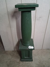 Primitive Green Painted Wood Fluted/Vertically Grooved Column Pedestal