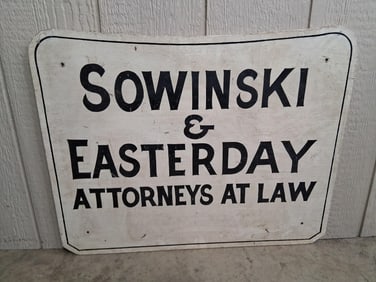 SS Wood Hand Painted Sowinski & Easterday Attorneys at Law Office Sign