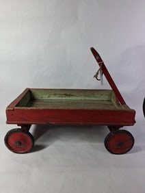 Little Primitive Painted Wooden Wagon
