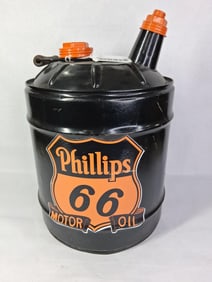 Phillips 66 Restored 5 Gal. Gas/Oil Can w/ Bale Handle and Original Caps