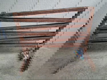 Primitive Hand Crafted Wood 6 Track Marble Run Game w/ Marbles