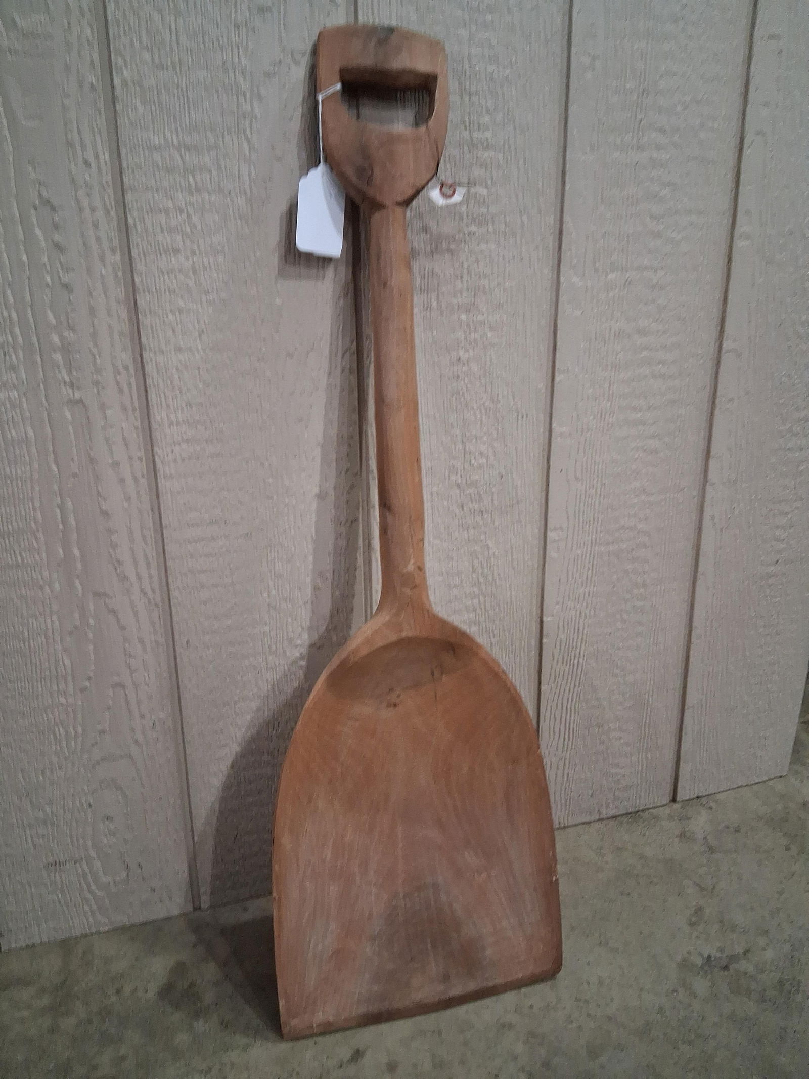 Hand Carved Wooden Grain Shovel: One solid pce. in very good overall condition with no cracks showing? 36 in. L?