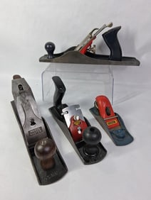 Stanley, Wards Master and Stanley Handyman Smooth Bottom Wood Working Planes Lot of 4