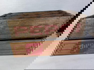 Pepsi Wood Comparted Soda Carrier and 7 Up Wood Soda Crate