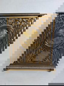 Ansonia Arts and Crafts Art Nouveau Style Brass Mantel Clock Dating to Early 1900's