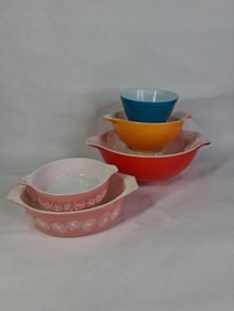 Assorted Lot of Various Size and Color Pyrex Mixing Bowl and Casserole Lot