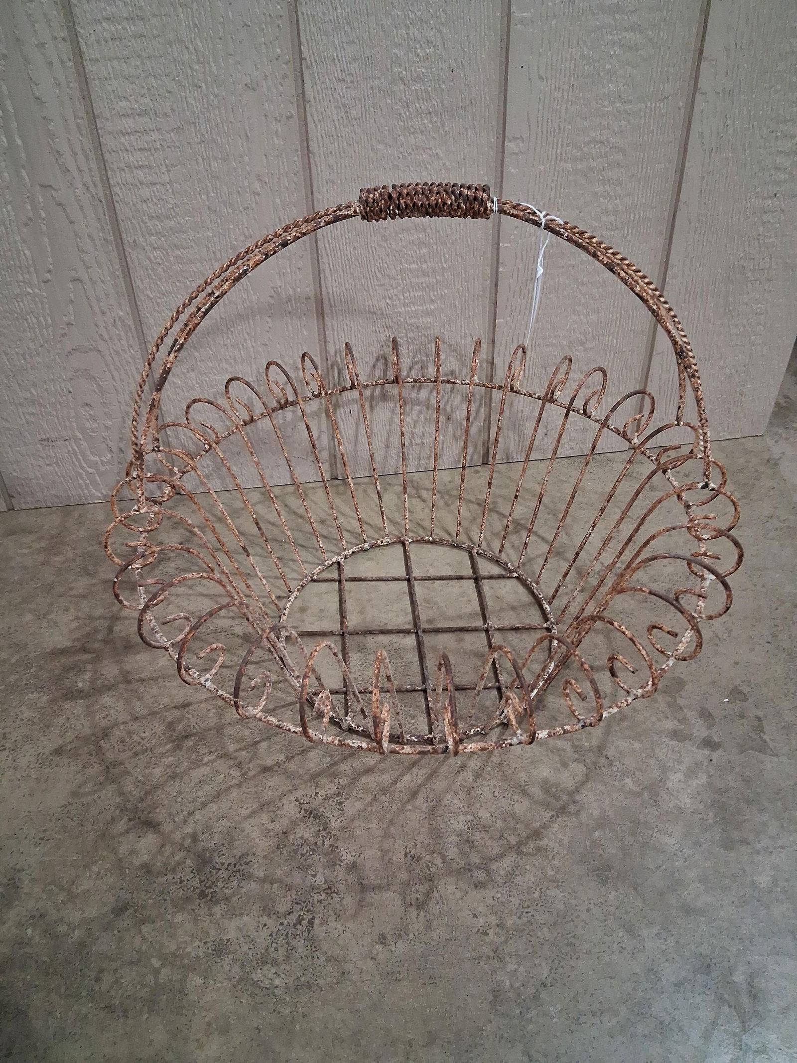 Mid Century Rustic Steel Rod Handled Basket (1 of 6)