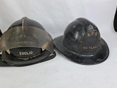 Euclid Firefighter Duckbill and Beaver Tail Helmet w/ Liner and Shield-AFS Rutland Helmet w/ Liner