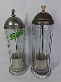 1915 Soda Shop / Diner Glass Straw Dispensers Lot of 2
