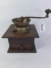 Ealry Dovetailed Wood hand Crank Coffee Mill