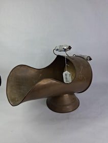 Brass Coal / Ash Scuttle Bucket w/ Deft Style Ceramic/ Porcelain Handles